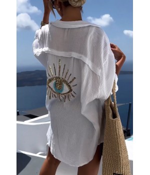 Evil Eye Casual Pailletten-PerlenhemdNeue Produktaktion