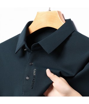 Einfarbiges Langarm-Revers-T-Shirt für Herren Kaufen Sie 2 Stück versandkostenfrei