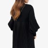 Weihnachts-SonderangeboteElegantes Schwarzes Plisseekleid für Damen mit Laternenrmeln Weihnachts-SonderangeboteElegantes Schwarzes Plisseekleid für Damen mit Laternenrmeln