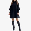 Weihnachts-SonderangeboteElegantes Schwarzes Plisseekleid für Damen mit Laternenrmeln Weihnachts-SonderangeboteElegantes Schwarzes Plisseekleid für Damen mit Laternenrmeln