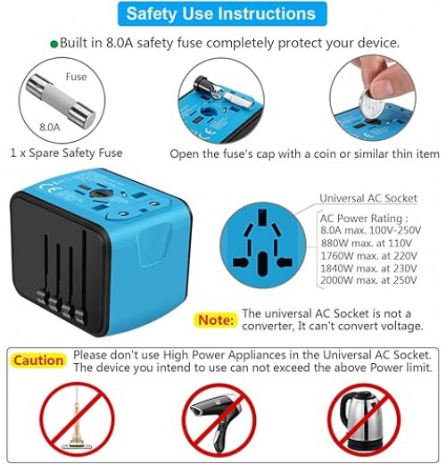 Internationaler Reise-Schnellladeanschluss 4USB-Port Anti-Single-Plug Smart Chip Global Universal Conversion Plug Travel Assistant Internationaler Reise-Schnellladeanschluss 4USB-Port Anti-Single-Plug Smart Chip Global Universal Conversion Plug Travel Assistant