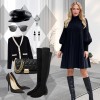 Weihnachts-SonderangeboteElegantes Schwarzes Plisseekleid für Damen mit Laternenrmeln Weihnachts-SonderangeboteElegantes Schwarzes Plisseekleid für Damen mit Laternenrmeln
