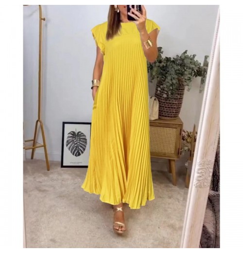 Heute 35% RabattWomen Pleated Simple Solid Color Dress Heute 35% RabattWomen Pleated Simple Solid Color Dress