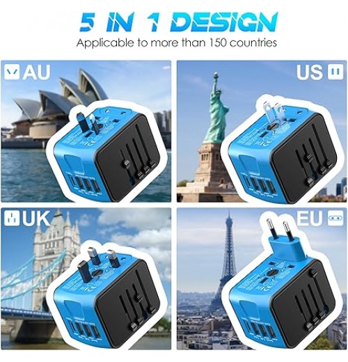 Internationaler Reise-Schnellladeanschluss 4USB-Port Anti-Single-Plug Smart Chip Global Universal Conversion Plug Travel Assistant Internationaler Reise-Schnellladeanschluss 4USB-Port Anti-Single-Plug Smart Chip Global Universal Conversion Plug Travel Assistant