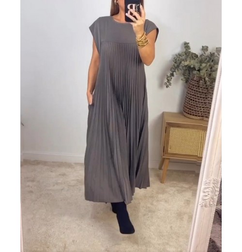 Heute 35% RabattWomen Pleated Simple Solid Color Dress Heute 35% RabattWomen Pleated Simple Solid Color Dress