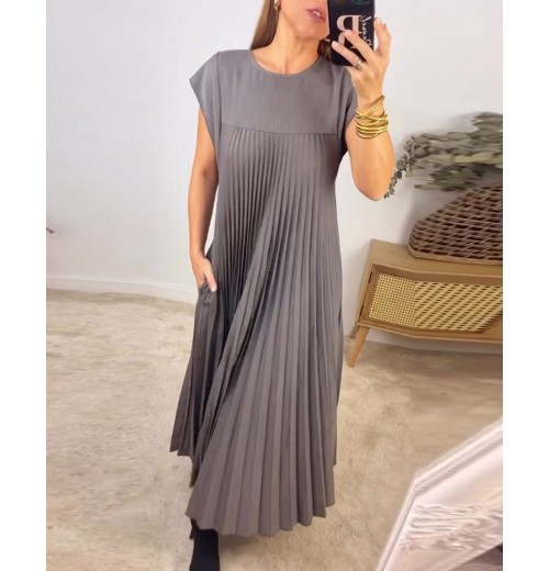 Heute 35% RabattWomen Pleated Simple Solid Color Dress Heute 35% RabattWomen Pleated Simple Solid Color Dress