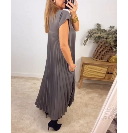 Heute 35% RabattWomen Pleated Simple Solid Color Dress Heute 35% RabattWomen Pleated Simple Solid Color Dress