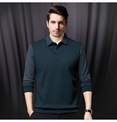 Herren Revers Faux Zweiteiliges Strickhemd Herren Revers Faux Zweiteiliges Strickhemd