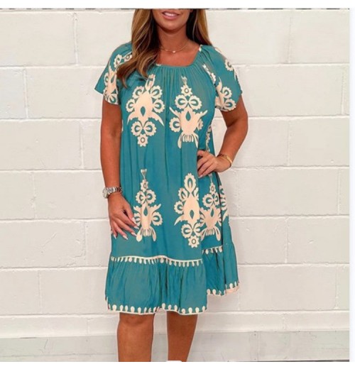 Muttertag Hot Sale - Vintage Druck Rundhals Kleid Muttertag Hot Sale - Vintage Druck Rundhals Kleid