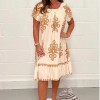 Muttertag Hot Sale - Vintage Druck Rundhals Kleid Muttertag Hot Sale - Vintage Druck Rundhals Kleid