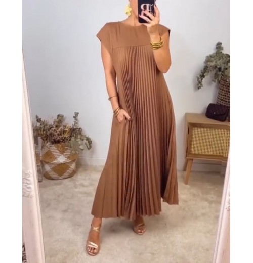 Heute 35% RabattWomen Pleated Simple Solid Color Dress Heute 35% RabattWomen Pleated Simple Solid Color Dress