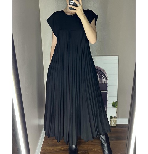 Heute 35% RabattWomen Pleated Simple Solid Color Dress Heute 35% RabattWomen Pleated Simple Solid Color Dress