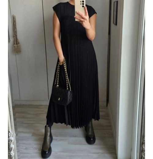 Heute 35% RabattWomen Pleated Simple Solid Color Dress Heute 35% RabattWomen Pleated Simple Solid Color Dress