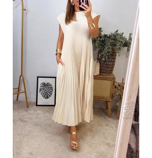Heute 35% RabattWomen Pleated Simple Solid Color Dress Heute 35% RabattWomen Pleated Simple Solid Color Dress