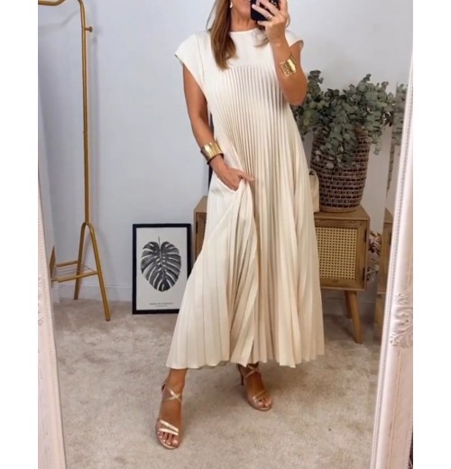 Heute 35% RabattWomen Pleated Simple Solid Color Dress Heute 35% RabattWomen Pleated Simple Solid Color Dress