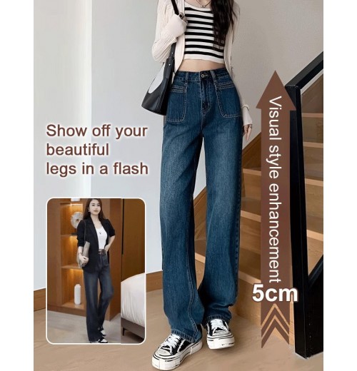 Ideales Geschenk - Damenjeans mit hoher Taille und weitem Bein