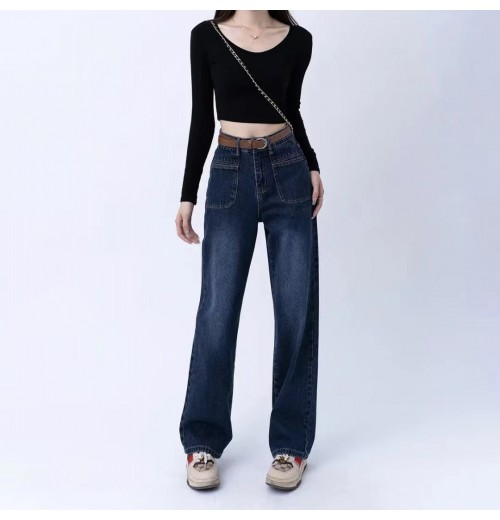 Ideales Geschenk - Damenjeans mit hoher Taille und weitem Bein
