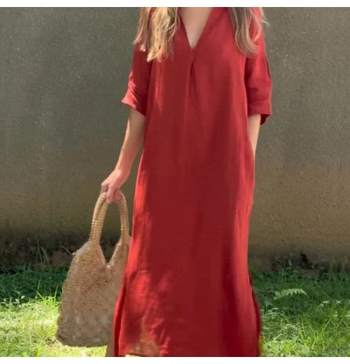 40% Rabatt auf den heien VerkaufElegantes Kleid mit V-Ausschnitt und Schlitz 40% Rabatt auf den heien VerkaufElegantes Kleid mit V-Ausschnitt und Schlitz