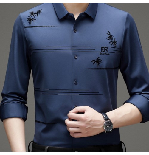 Lssiges, trendiges, bedrucktes Langarmhemd für Herren Lssiges, trendiges, bedrucktes Langarmhemd für Herren