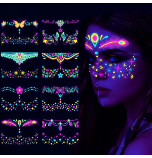 Bunte fluoreszierende wasserfeste temporre Ttowierungen Aufkleber Bunte fluoreszierende wasserfeste temporre Ttowierungen Aufkleber
