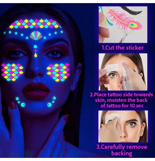 Bunte fluoreszierende wasserfeste temporre Ttowierungen Aufkleber Bunte fluoreszierende wasserfeste temporre Ttowierungen Aufkleber