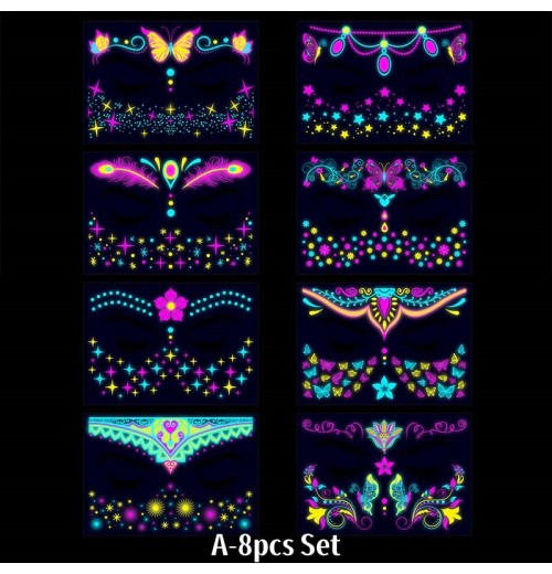 Bunte fluoreszierende wasserfeste temporre Ttowierungen Aufkleber Bunte fluoreszierende wasserfeste temporre Ttowierungen Aufkleber