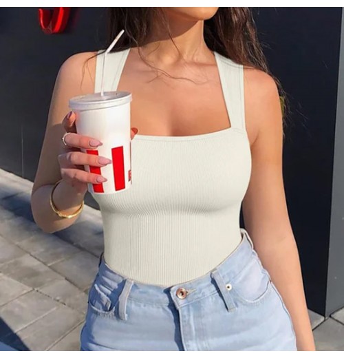 rmelloser Trger-Bodysuit mit quadratischem Ausschnitt für Damen rmelloser Trger-Bodysuit mit quadratischem Ausschnitt für Damen