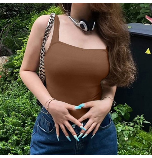 rmelloser Trger-Bodysuit mit quadratischem Ausschnitt für Damen rmelloser Trger-Bodysuit mit quadratischem Ausschnitt für Damen