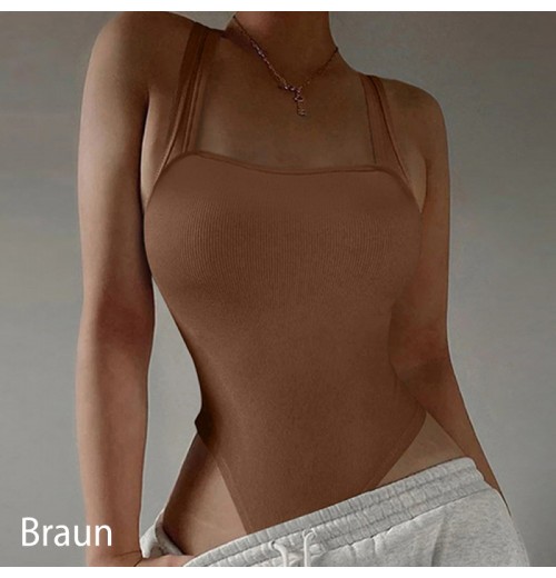 rmelloser Trger-Bodysuit mit quadratischem Ausschnitt für Damen rmelloser Trger-Bodysuit mit quadratischem Ausschnitt für Damen