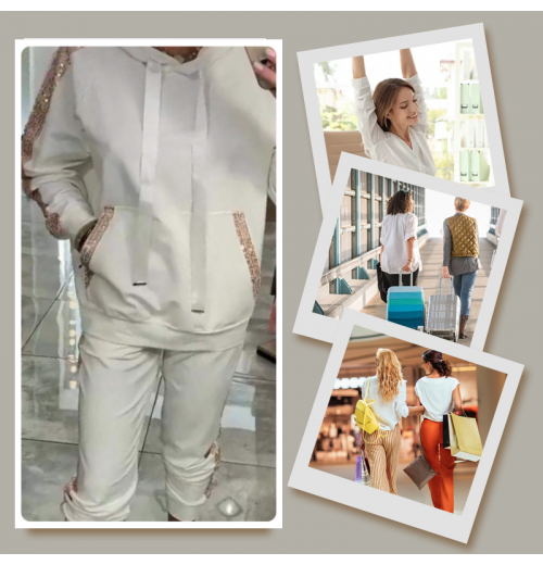 50% Rabatt 2-teiliges Set aus Oberteilen und Hosen mit Kapuze und Kordelzug für Damen 50% Rabatt 2-teiliges Set aus Oberteilen und Hosen mit Kapuze und Kordelzug für Damen