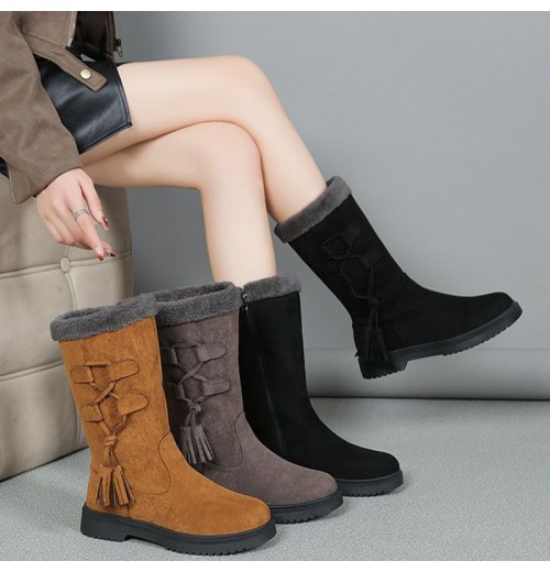 Winterstiefel mit dicken Sohlen aus Plüsch für Frauen Winterstiefel mit dicken Sohlen aus Plüsch für Frauen