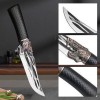 Knochenschneidemesser mit Drachenverzierung und Scheide. Knochenschneidemesser mit Drachenverzierung und Scheide.