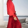 Zweiteiliges Set aus langrmeligem Top und Pailletten-Maxirock für Damen Zweiteiliges Set aus langrmeligem Top und Pailletten-Maxirock für Damen