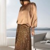 Zweiteiliges Set aus langrmeligem Top und Pailletten-Maxirock für Damen Zweiteiliges Set aus langrmeligem Top und Pailletten-Maxirock für Damen