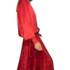 Zweiteiliges Set aus langrmeligem Top und Pailletten-Maxirock für Damen Zweiteiliges Set aus langrmeligem Top und Pailletten-Maxirock für Damen