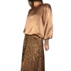 Zweiteiliges Set aus langrmeligem Top und Pailletten-Maxirock für Damen Zweiteiliges Set aus langrmeligem Top und Pailletten-Maxirock für Damen