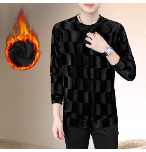 Herren Longsleeve mit Rundhalsausschnitt und Wellenmuster